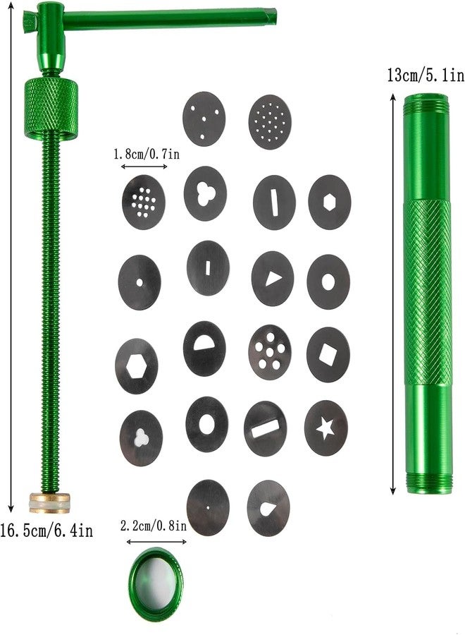 BAKING SET مجموعة أدوات الخبز: مكبس طين من الفولاذ المقاوم للصدأ، مكبس عجينة السكر، مجموعة أدوات تزيين الكيك والفوندان، مكبس طين السيراميك والفخار، خلاطات ومكابس (أخضر) - Image 5